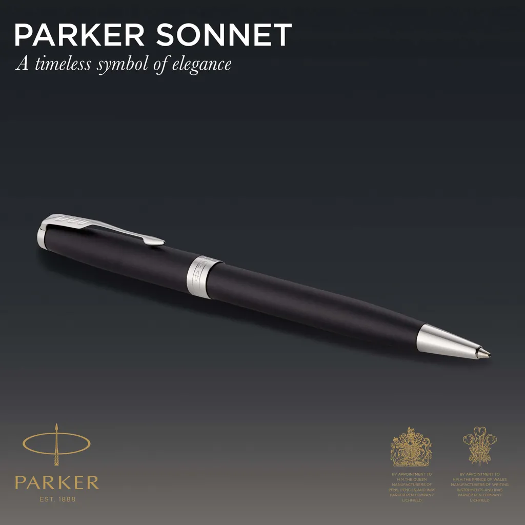 Parker SONNET Stift mattschwarz mit Palladium-Verzierungen, silber – Bild 6
