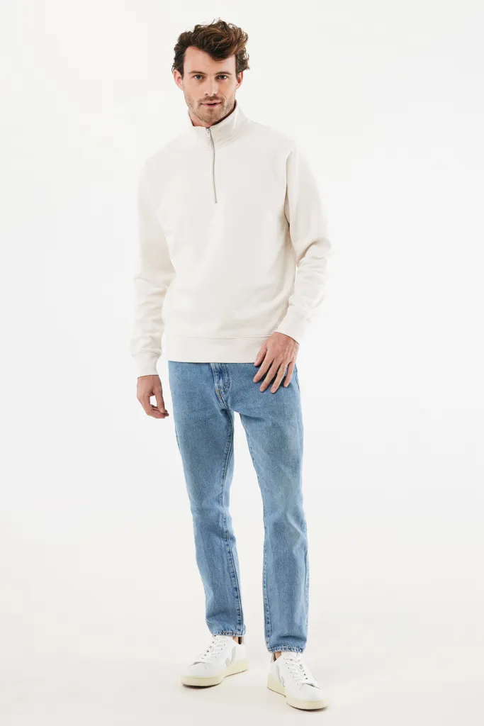 IQONIQ Elgon Quarter-Zip-Sweater aus rec. Baumwolle, ivory white – Bild 4