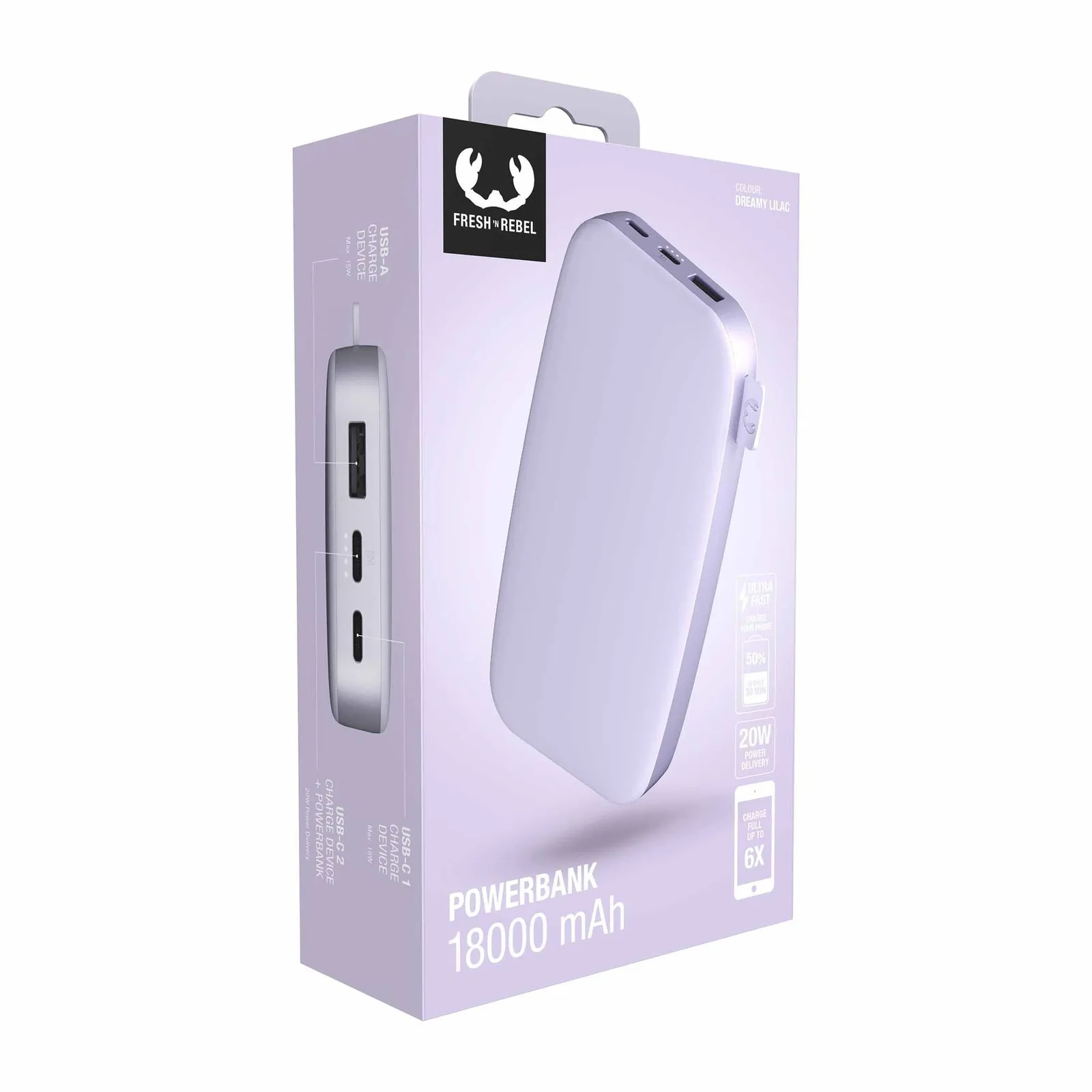 Fresh 'n Rebel Powerbank 18000 mAh USB-C, Verträumtes Flieder – Bild 7