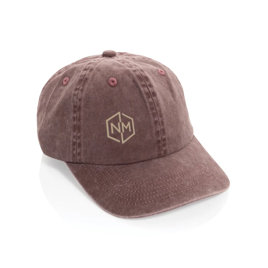 BEAU AWARE™ Washed 6-Panel Kappe aus 270gr/m² Baumwolltwill, maroon – Bild 6