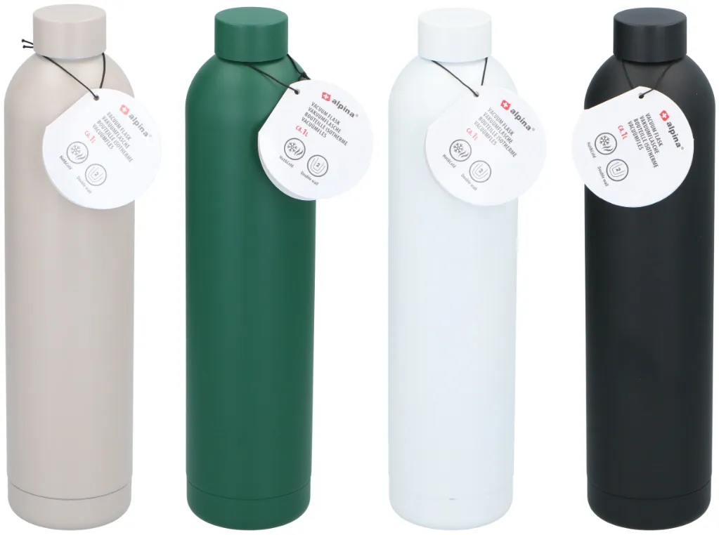 ALPINA Trinkflasche 1000ml, Black/White/Beige/Green – Bild 5