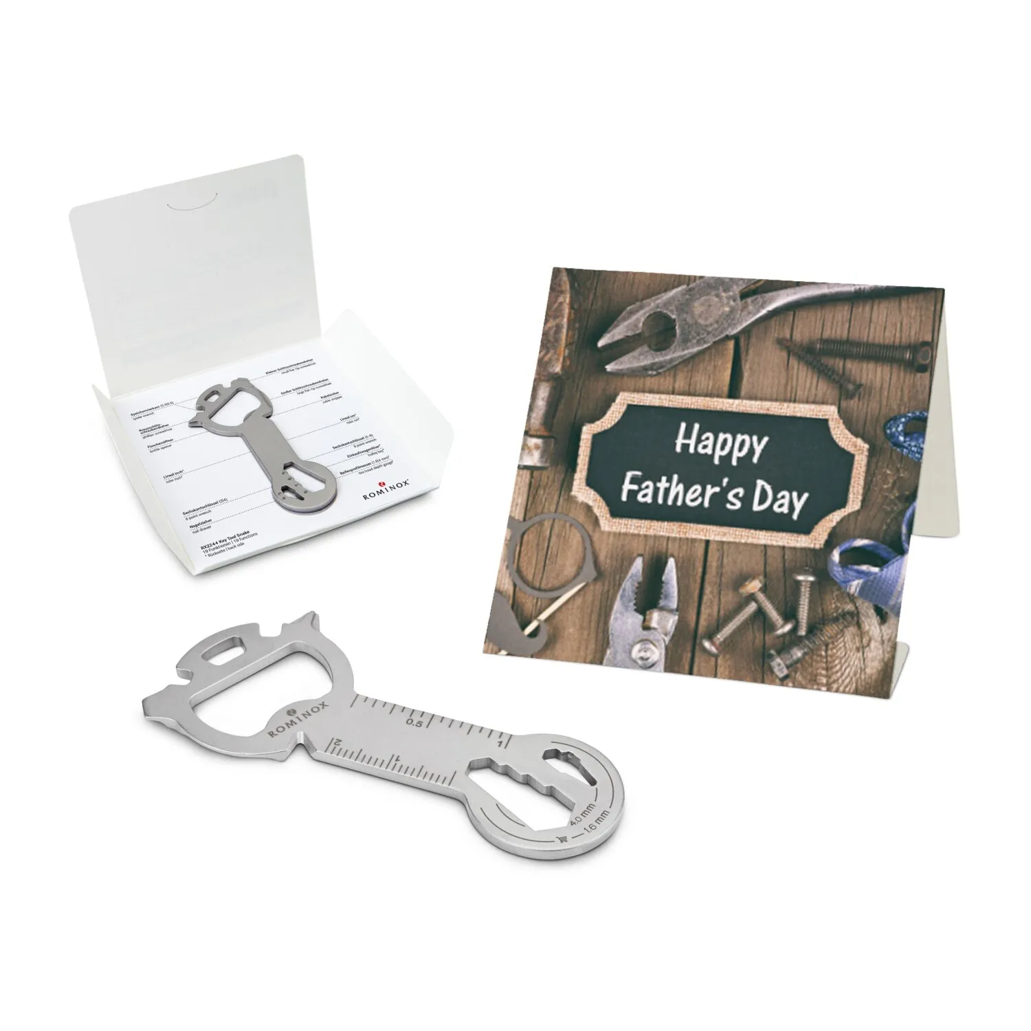 Geschenkartikel: ROMINOX® Key Tool / Multifunktionswerkzeug im Motiv-Mäppchen Happy Father's Day