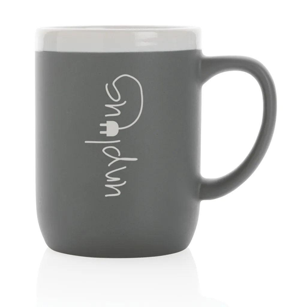 Keramiktasse mit weißem Rand, 300ml, grau – Bild 3