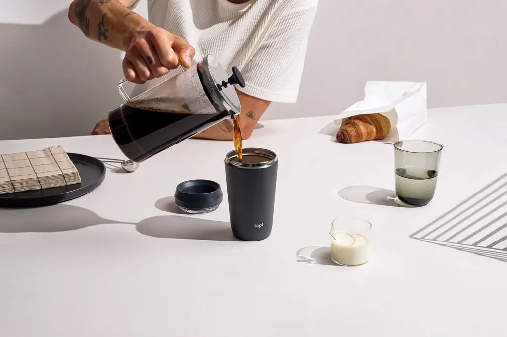 Topl-Trinkbecher aus rec. Stahl mit 360-Grad-Deckel 354ml, grau – Bild 5