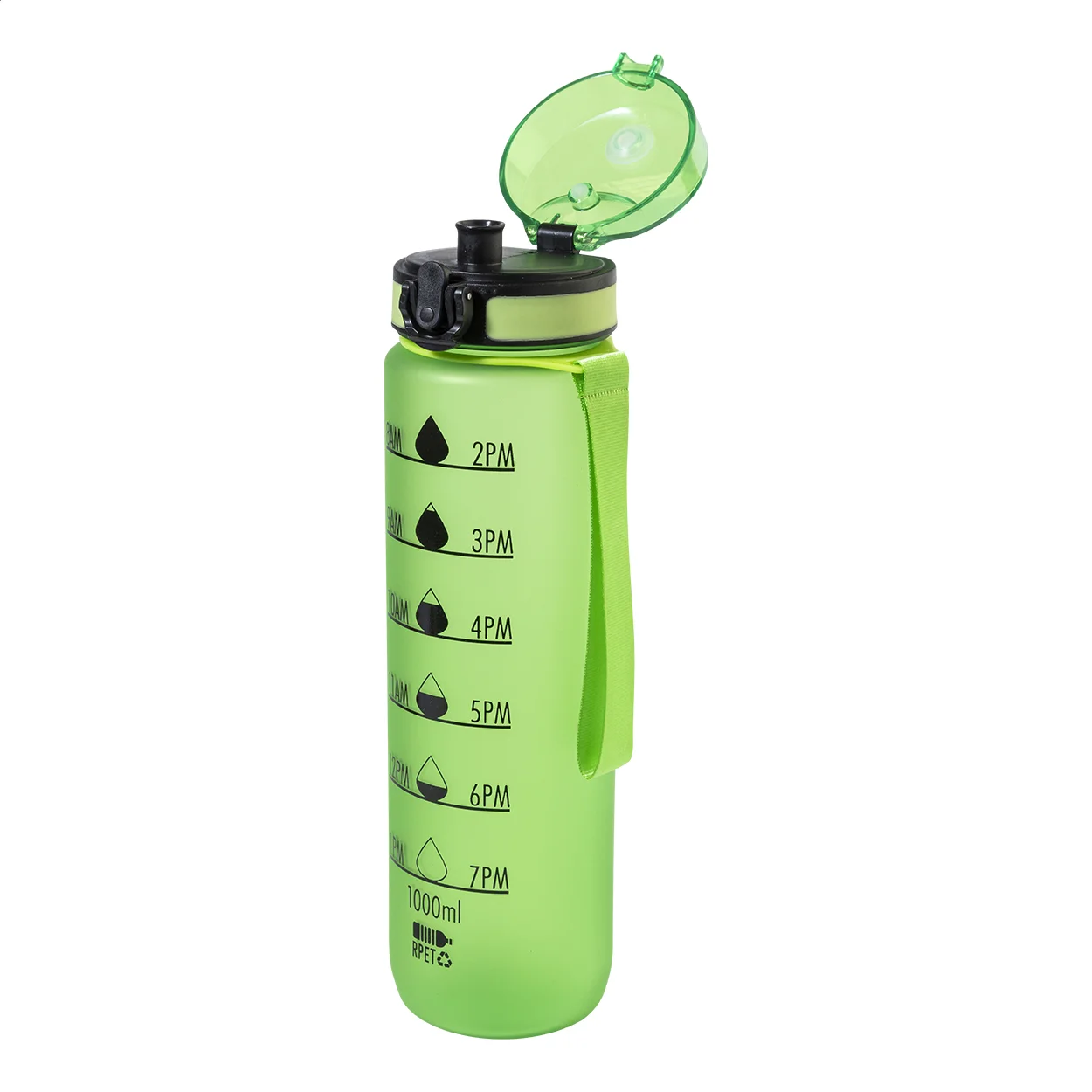 RPET Flasche mit Motivationsanzeige Sipcount, grün – Bild 2