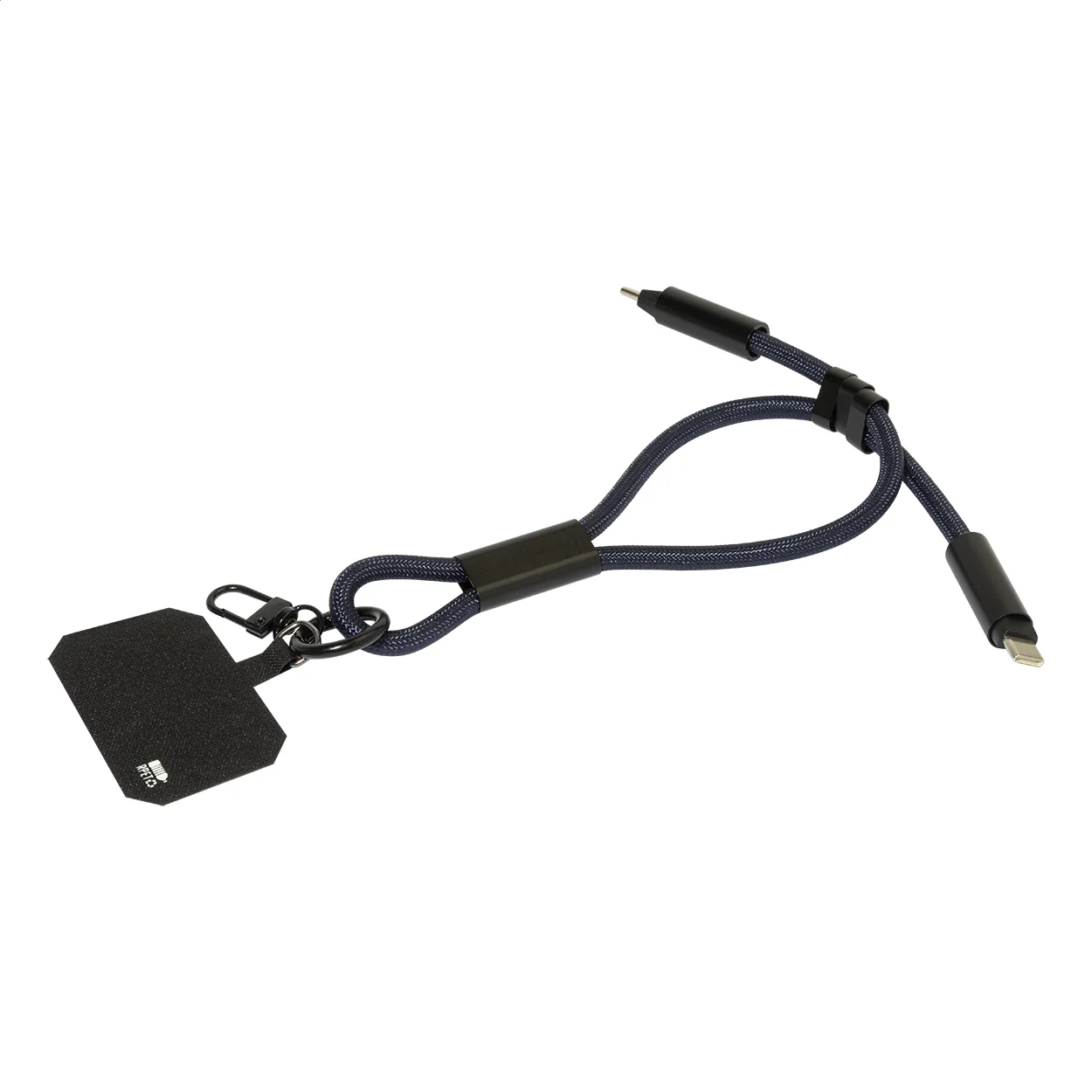 60W Handgelenkband mit Lade- und Datenkabel aus RPET CuffCharge, dunkelblau – Bild 2