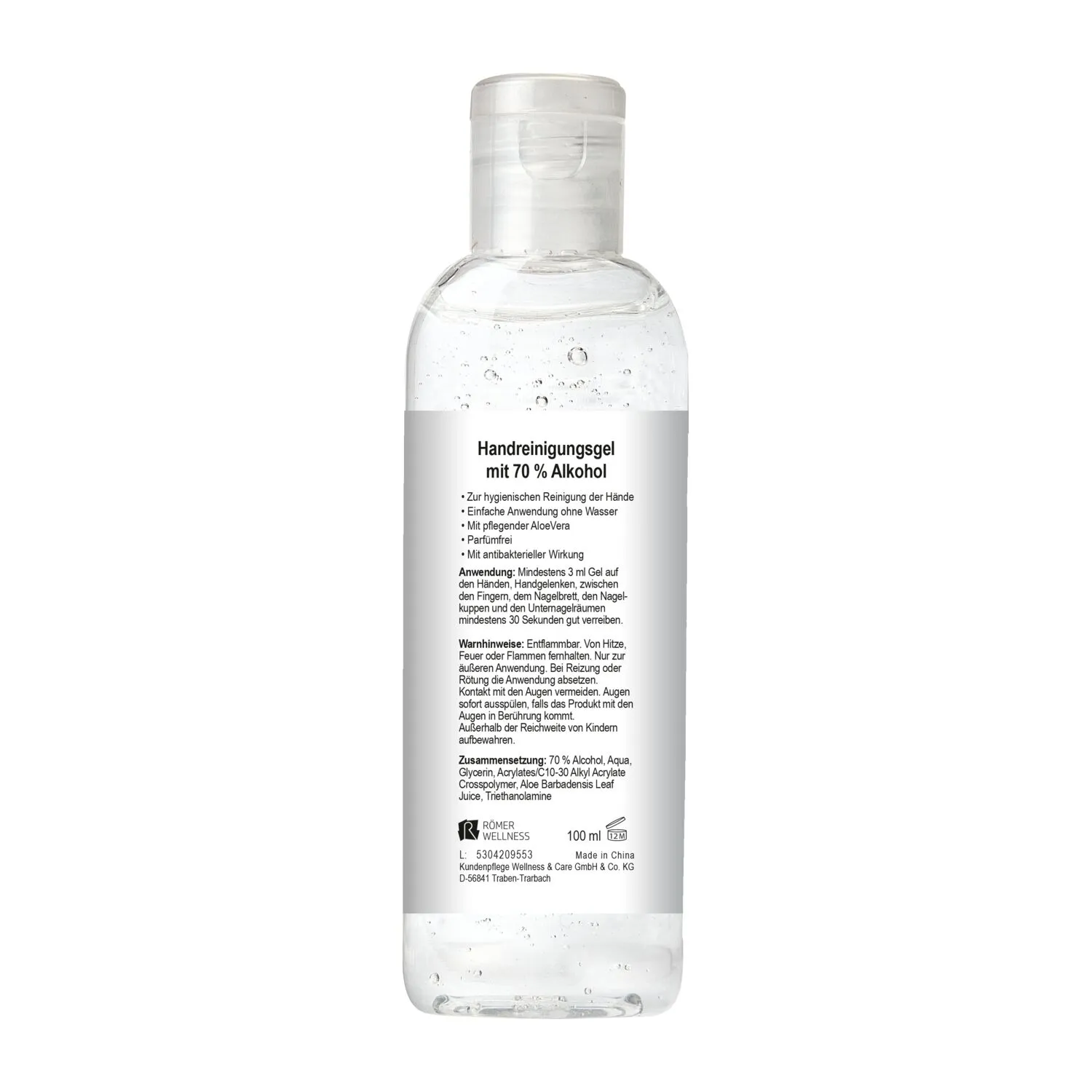 100 ml Alkoholisches Handreinigungsgel für die praktische Reinigung ohne Wasser, transparent – Bild 2