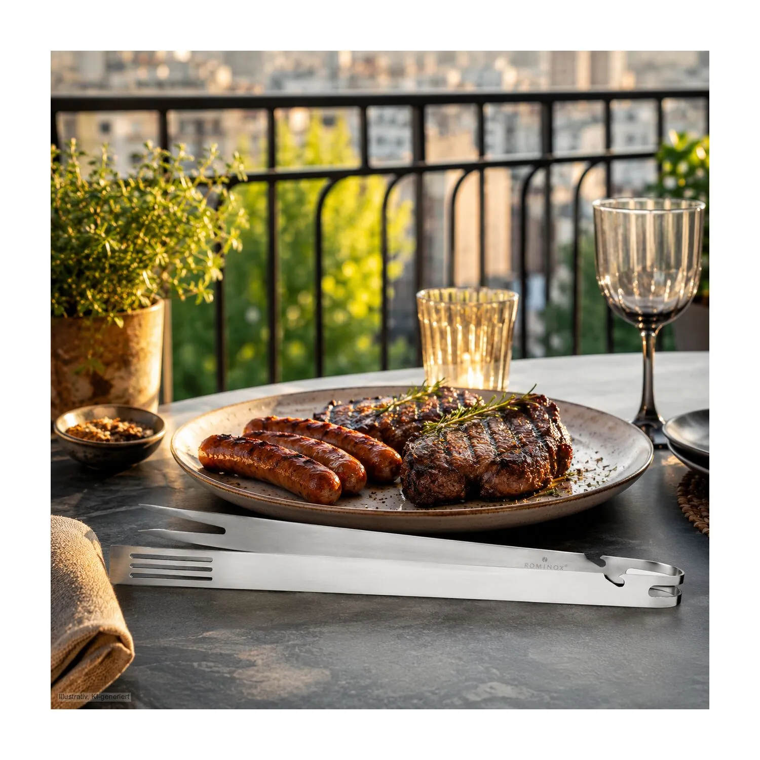 ROMINOX® Grillzange // BBQ 5in1, silber – Bild 7