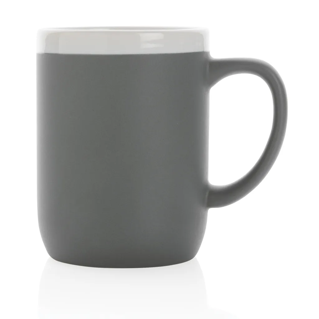 Keramiktasse mit weißem Rand, 300ml, grau – Bild 2