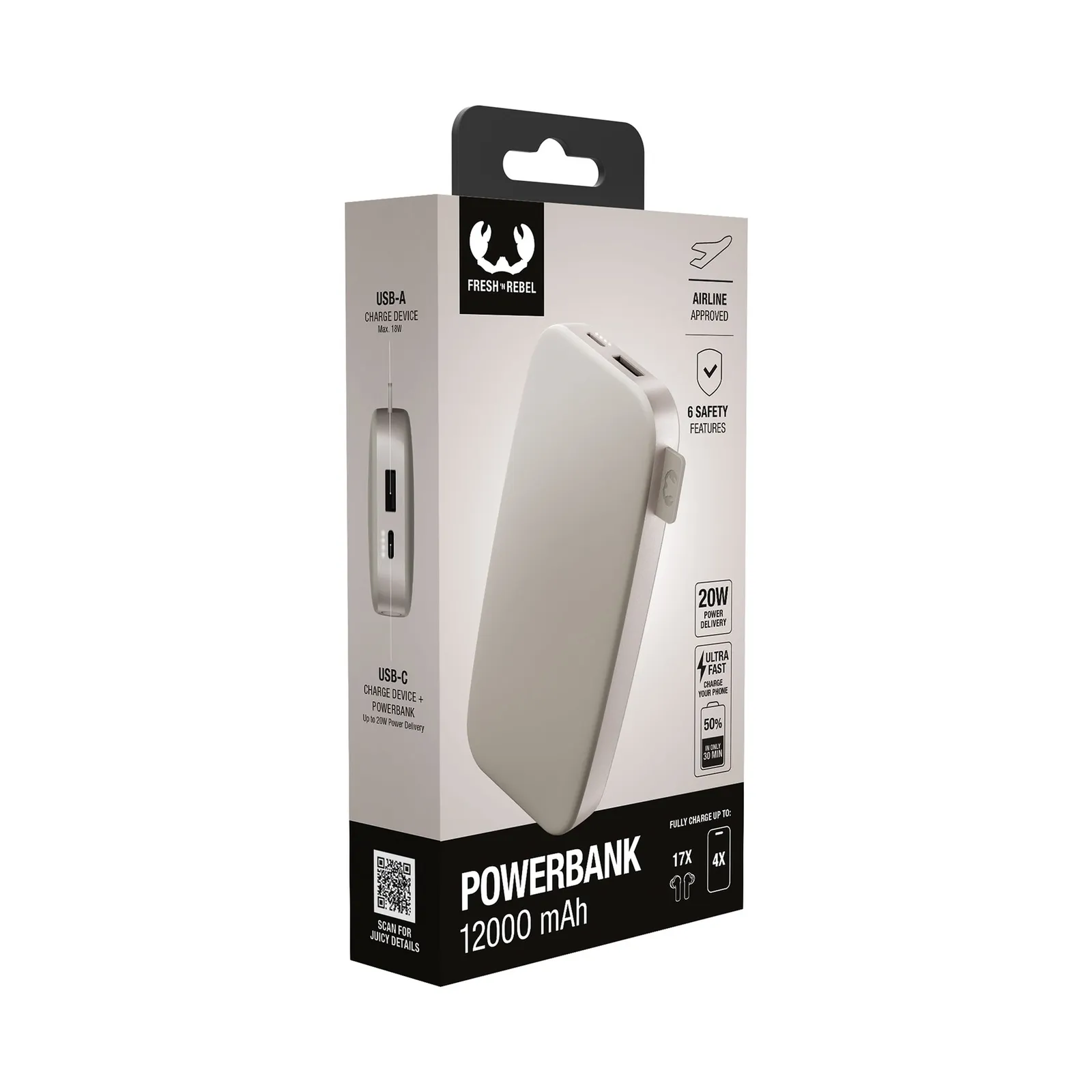 Fresh 'n Rebel Powerbank 12000 mAh USB-C, Seidensand – Bild 2