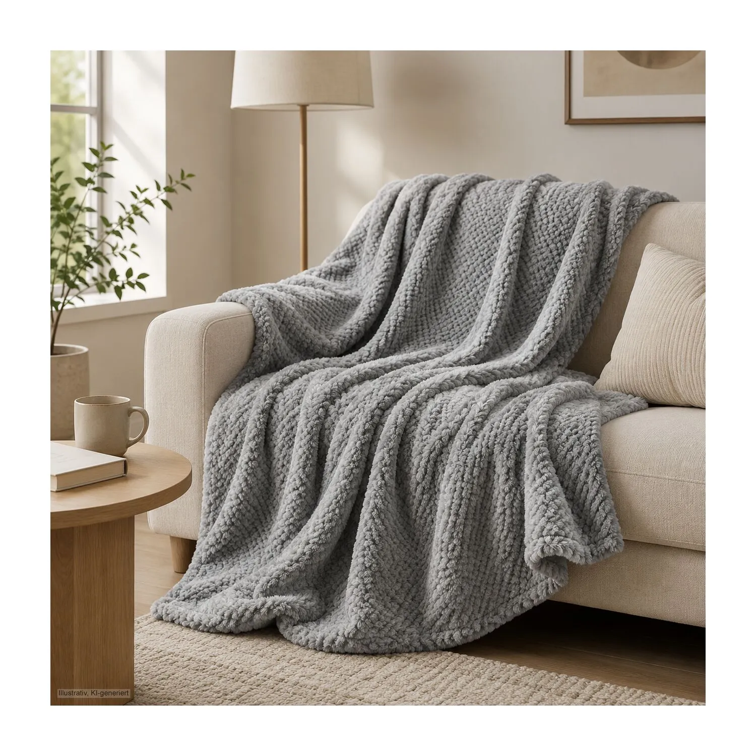 XXL Decke Feel - 220 x 240 cm, 275 g/m², grau – Bild 4