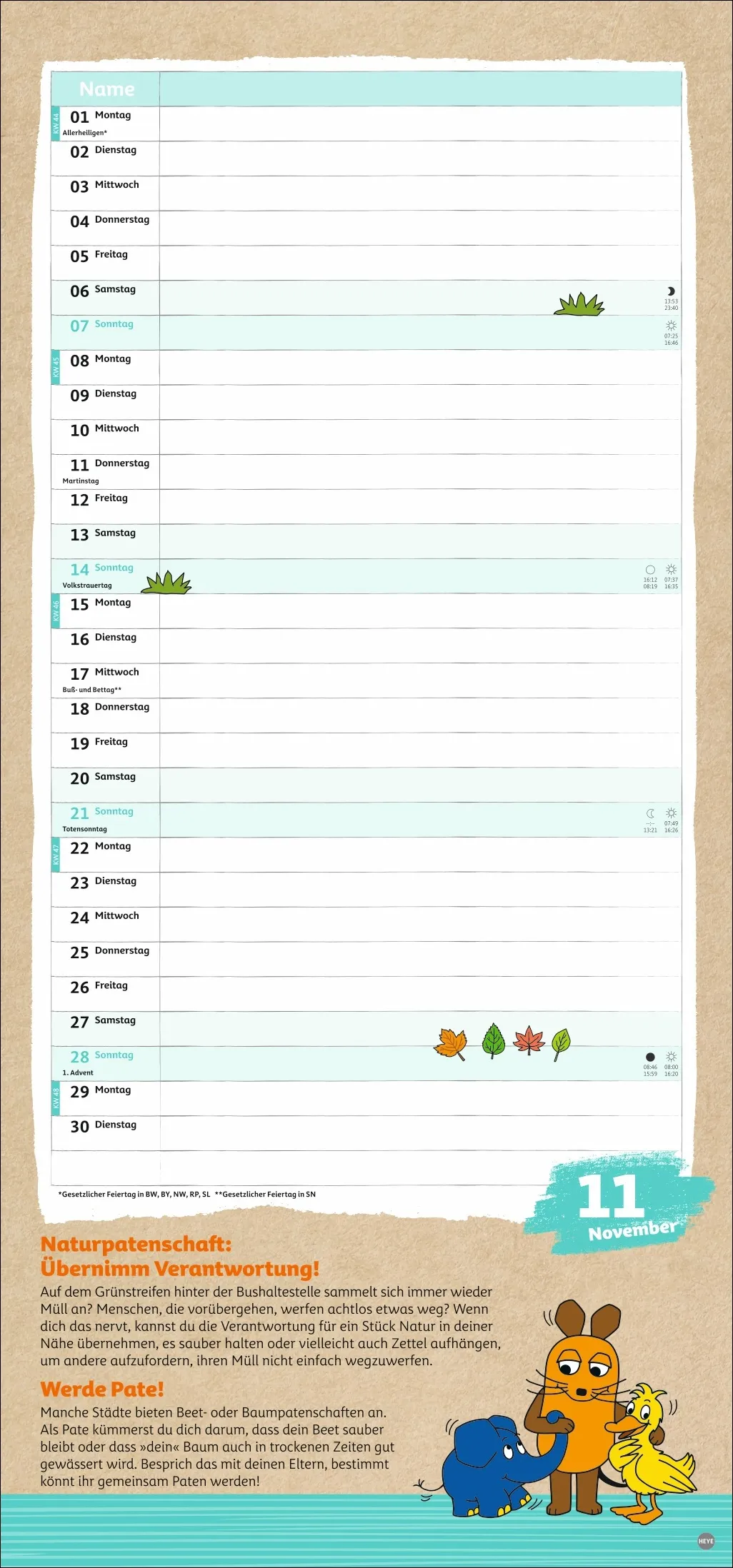Nachhaltig Planen mit der Maus Wandkalender 2027 – Bild 12