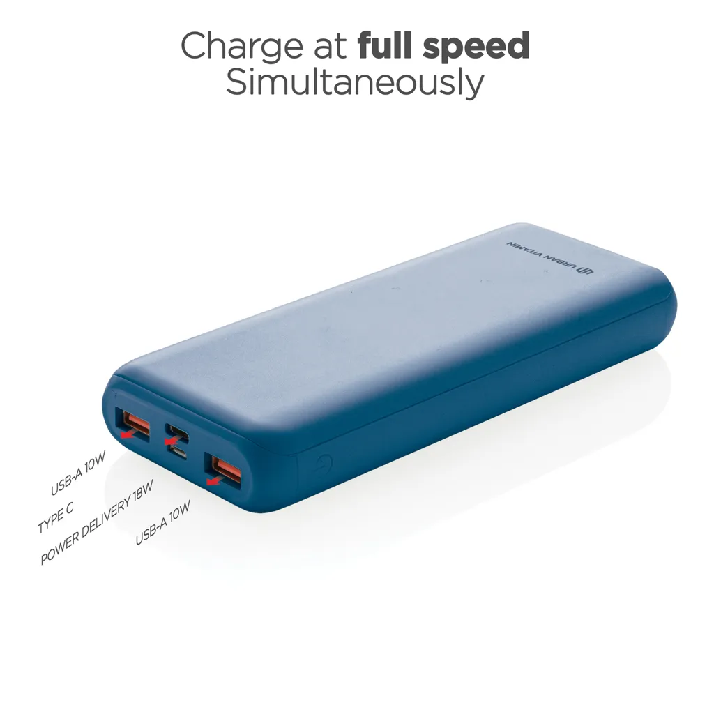 Urban Vitamin Pasadena 20.000mAh 18W PD Powerbank, blau – Bild 2