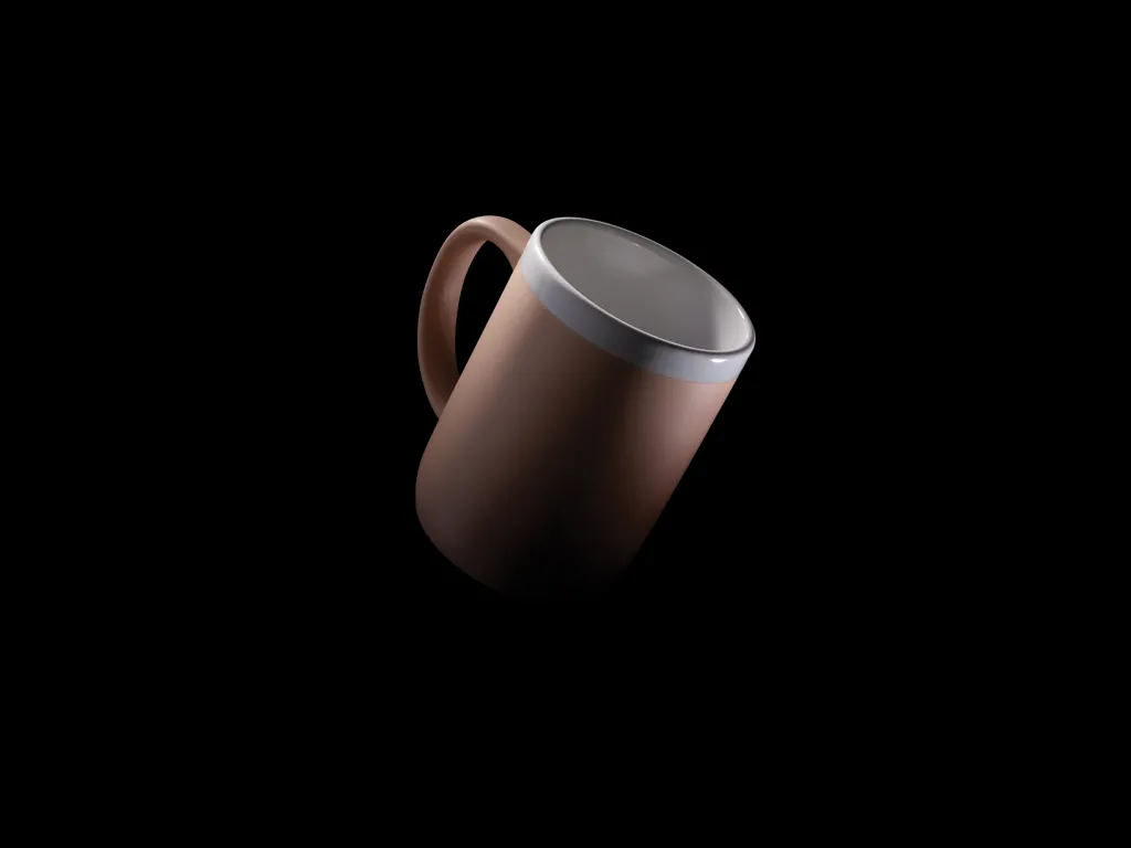 Keramiktasse mit weißem Rand, 300ml, braun – Bild 4