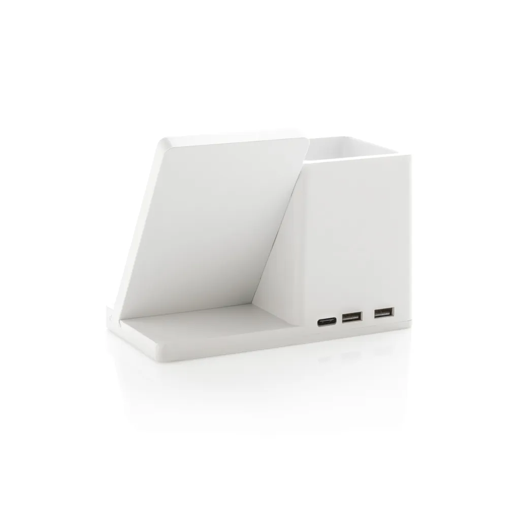 Ontario 10W Wireless Charger aus Bambus und RCS Kunststoff, weiß – Bild 5