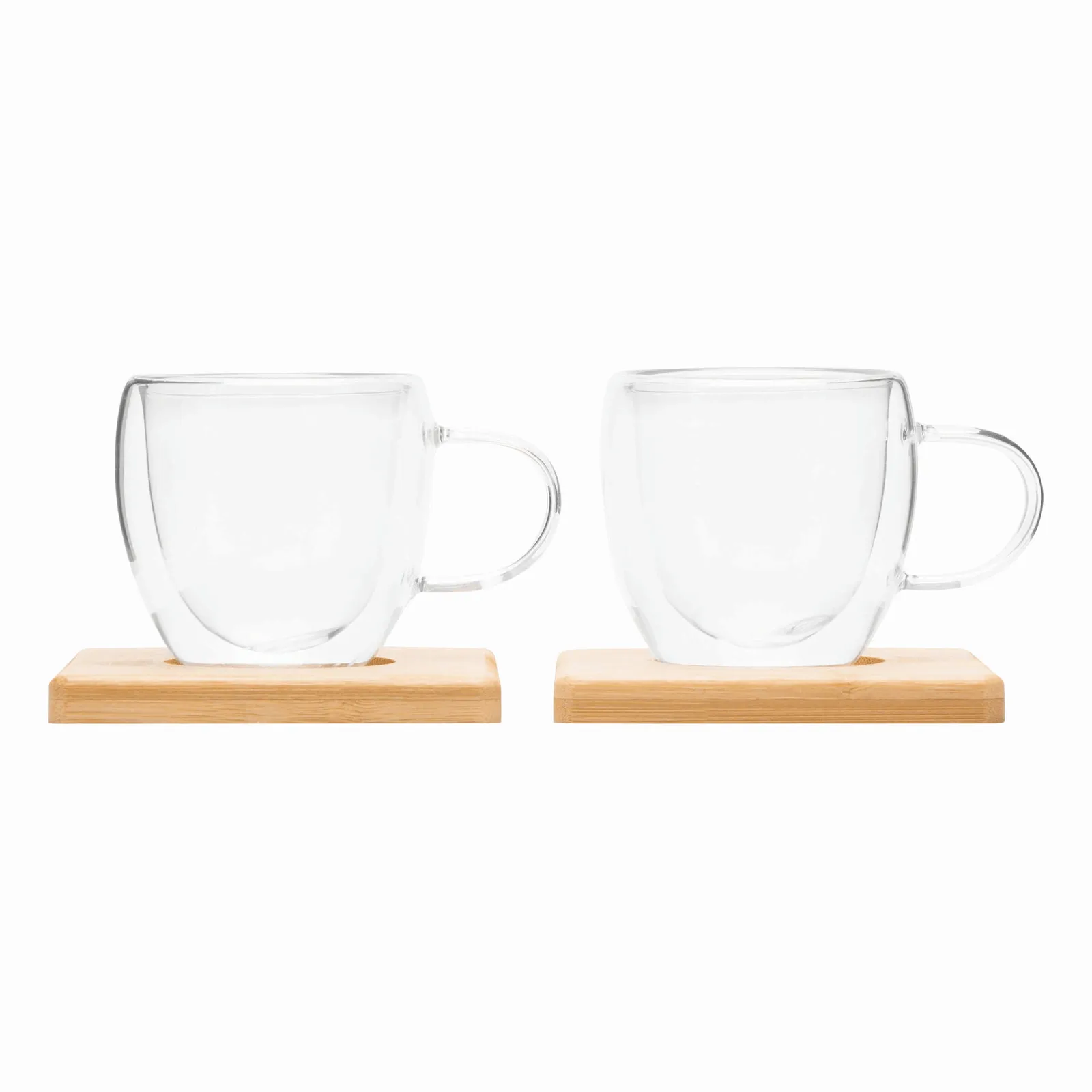 BAMBOO DUO - Glastassen-Set braun, transparent, braun, transparent – Bild 2