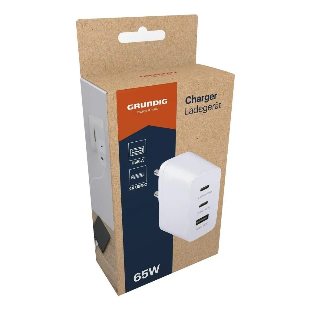 GRUNDIG USB-C-Ladegerät mit 3 Anschlüssen GaN 65W, Weiß – Bild 5