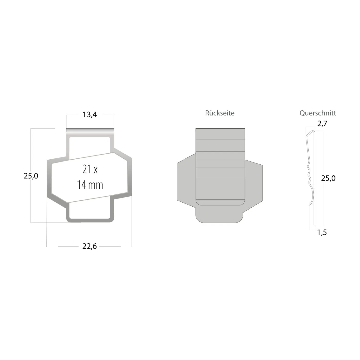 ROMINOX® Mehrweg-Büroklammer Shape Clip, 9 Varianten, idealer Mailingartikel für Dokumente, bis zu 18 Seiten Klemmkraft, silber – Bild 6