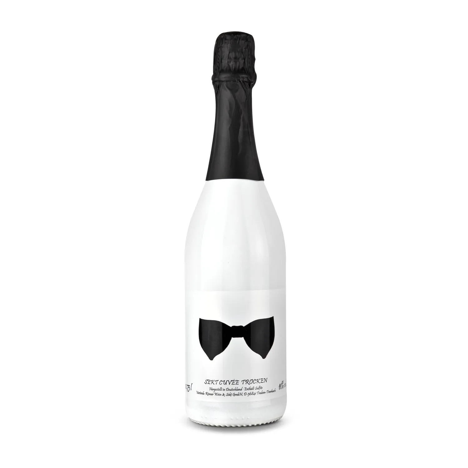 Sekt Cuvée - Flasche weiß-lackiert, 0,75 l, schwarz – Bild 5