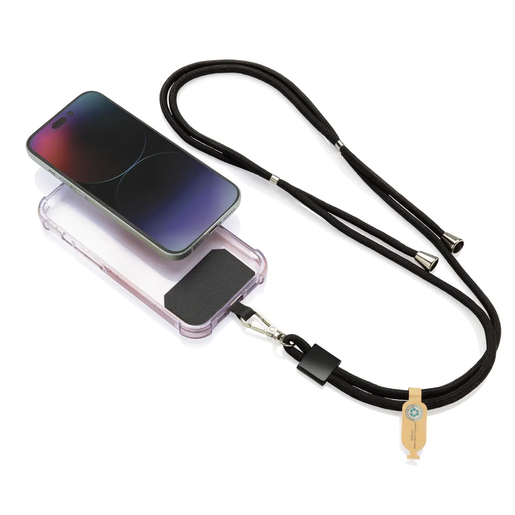 CarryLoop verstellbares Handyband aus RCS rec. PET, schwarz – Bild 2