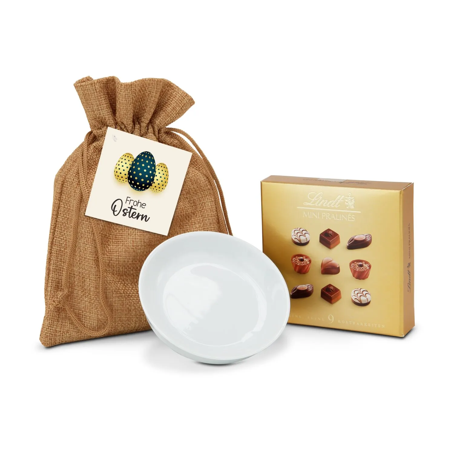 Geschenkset / Präsenteset: Oster Kostbarkeiten - 9 Mini Pralinés Gold, braun – Bild 2