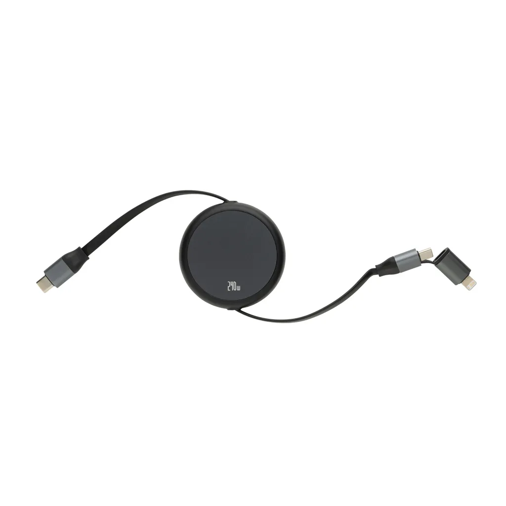 Terra ausziehbares 240W 2-in-1 Kabel aus RCS rec. Aluminium, schwarz – Bild 3