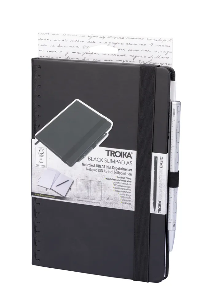 Notizblock BLACK SLIMPAD A5 schwarz, Stift silberfarben, schwarz – Bild 8