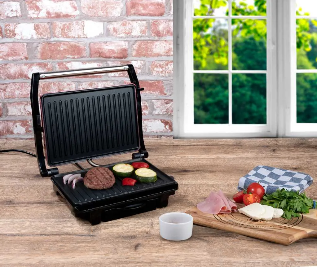 ALPINA Kontaktgrill 220-240V 1000W 27x17cm, Rot – Bild 2