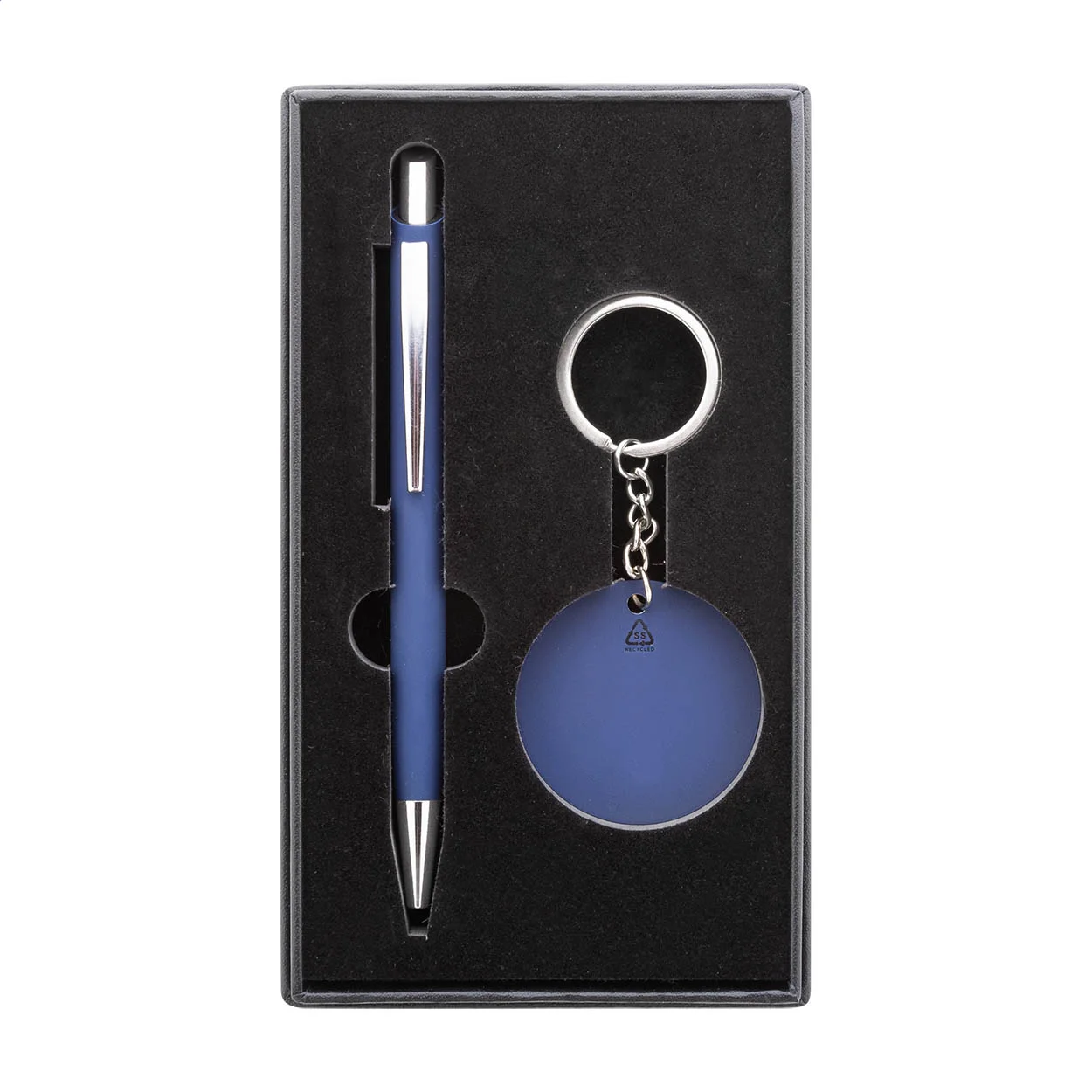 Geschenkset Kugelschreiber und Schlüsselanhänger Miroset, dunkelblau – Bild 10