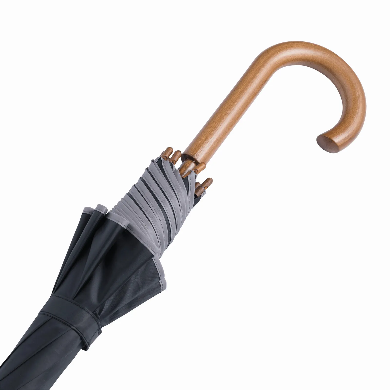 WALTZ Umbrella, Automatik-Holzstockschirm, grau, schwarz – Bild 6