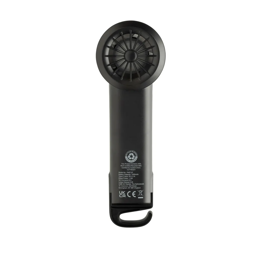 Twist wiederaufladbarer tragbarer Ventilator aus RCS rABS, schwarz – Bild 7