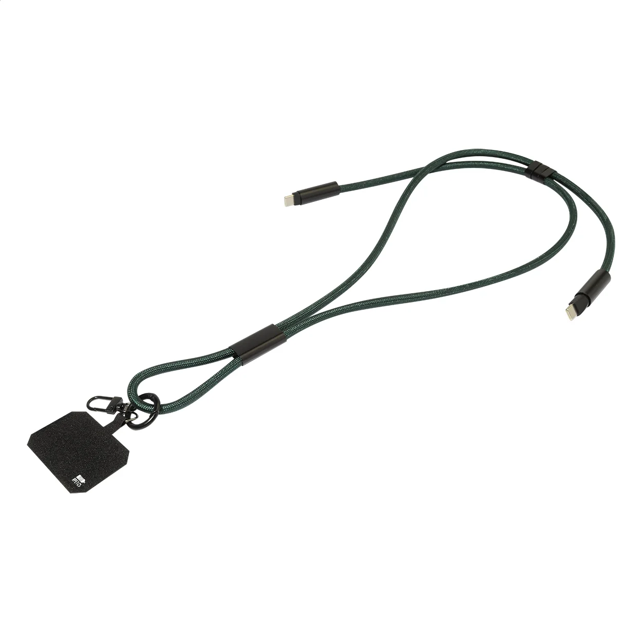 60W Lanyard mit Lade- und Datenkabel aus RPET HolCharge, dunkelgrün – Bild 3