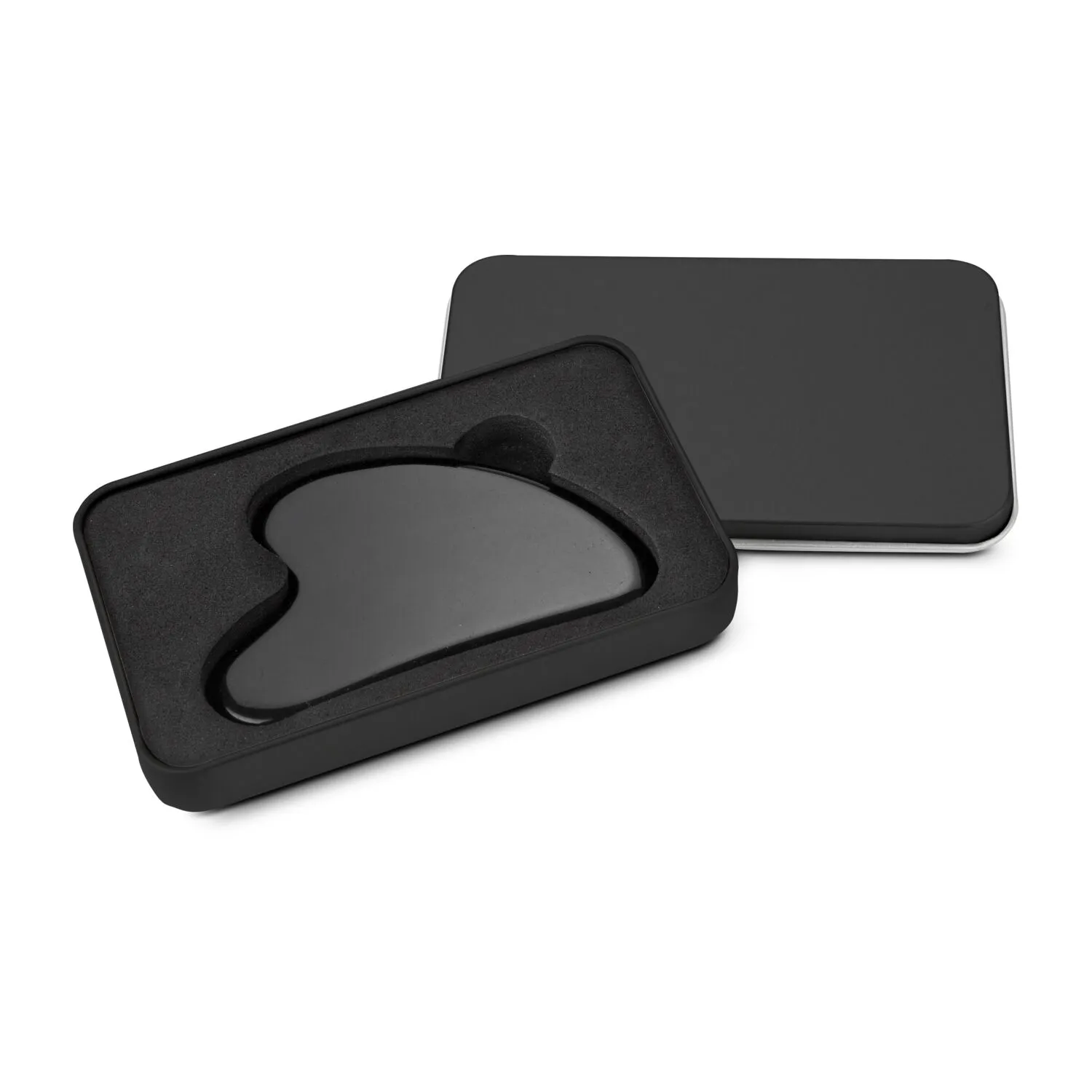 Massagestein Gua Sha Black Obsidian zur Wellness-Gesichtsmassage, schwarz – Bild 3