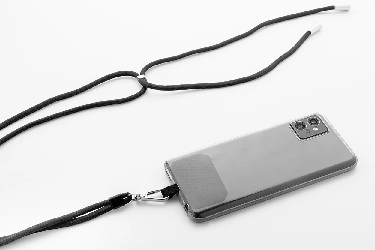RPET-Handyhalter-Lanyard Corphon, schwarz – Bild 3