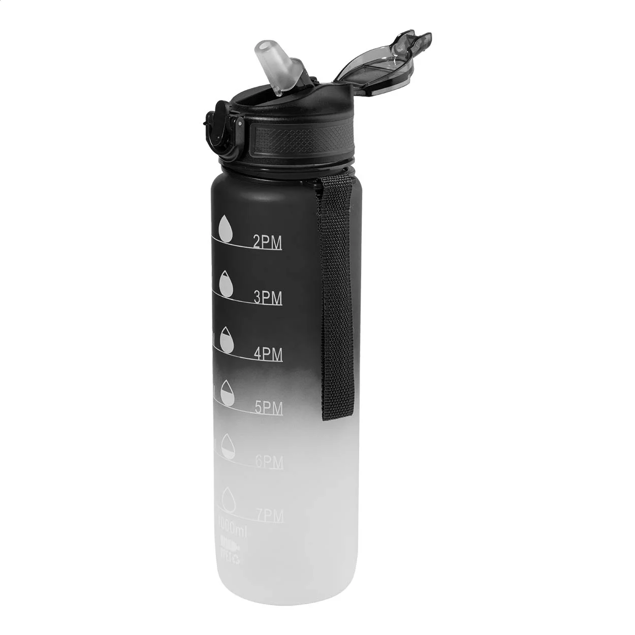 RPET Flasche mit Motivationsanzeige Sipgrade, schwarz – Bild 3