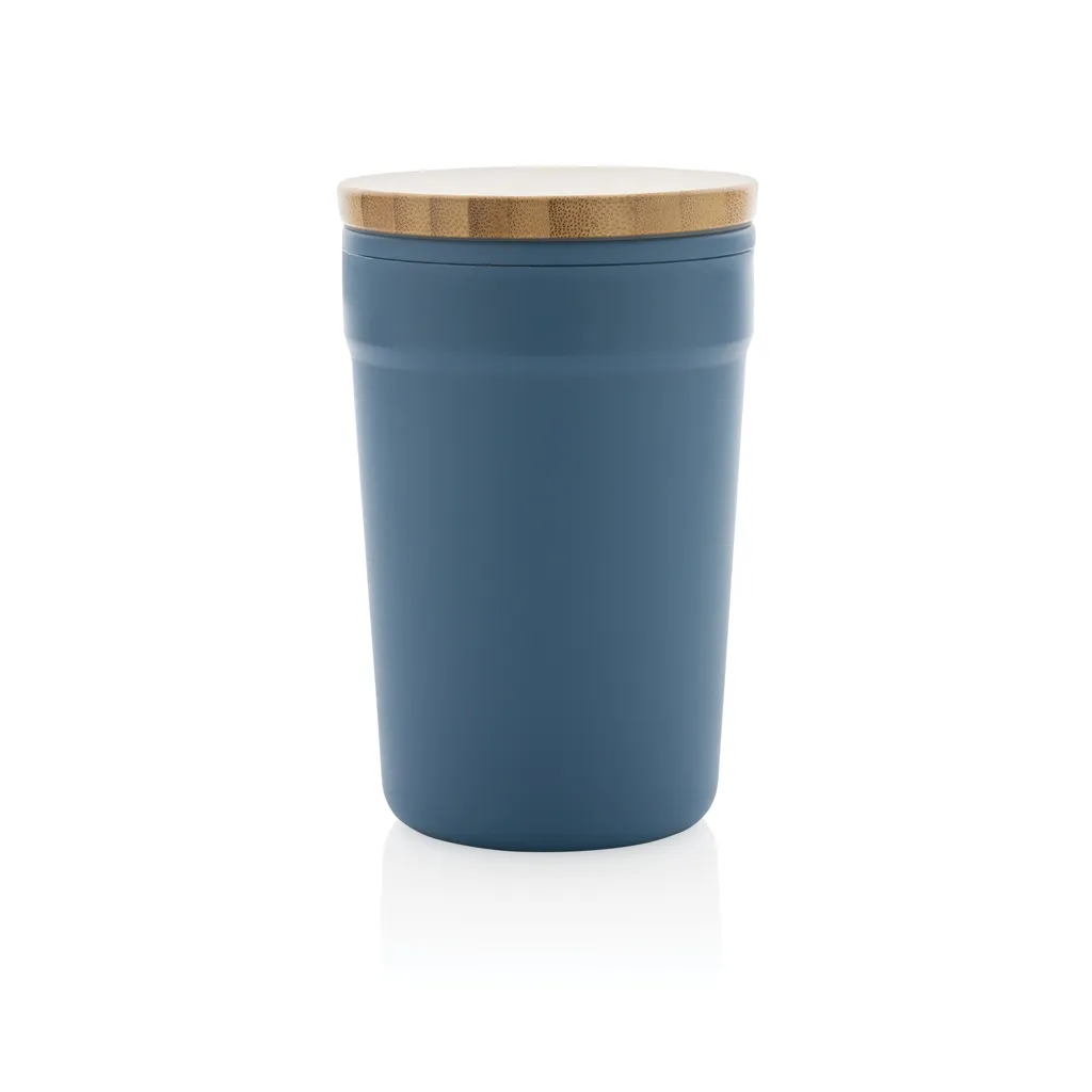 GRS rPP-Becher mit Bambusdeckel, blau – Bild 2