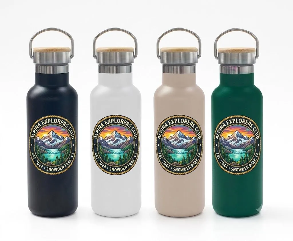 ALPINA Isolierflasche 500ml mit Bambusdeckel