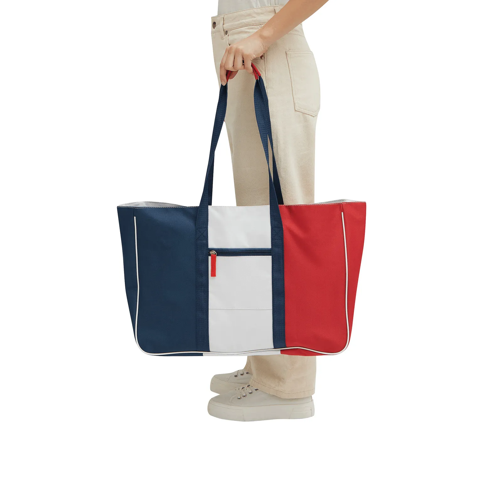 MARINA SAND - Strandtasche blau, rot, weiß, blau, rot – Bild 4