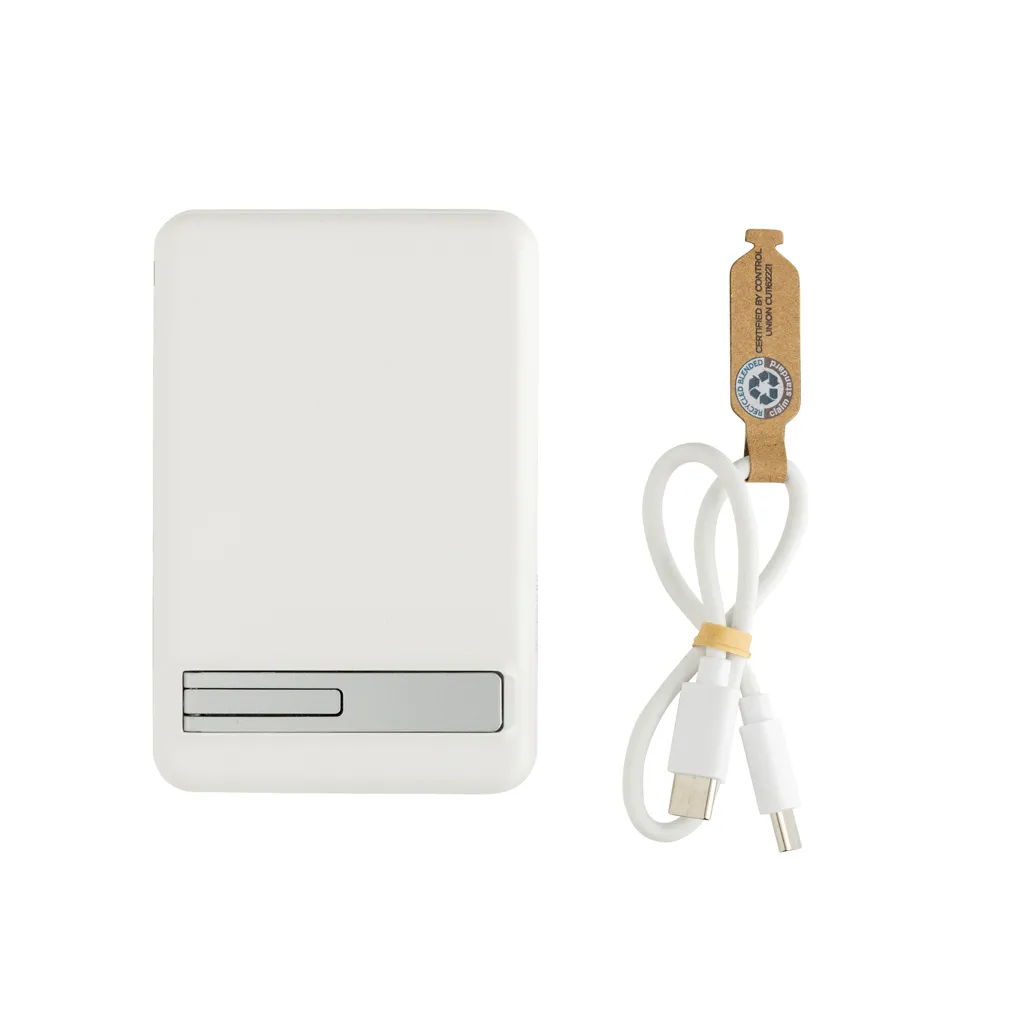 Zen 5000mAh 5W magnetische Bambus-Powerbank aus RCS rPlastik, weiß – Bild 8