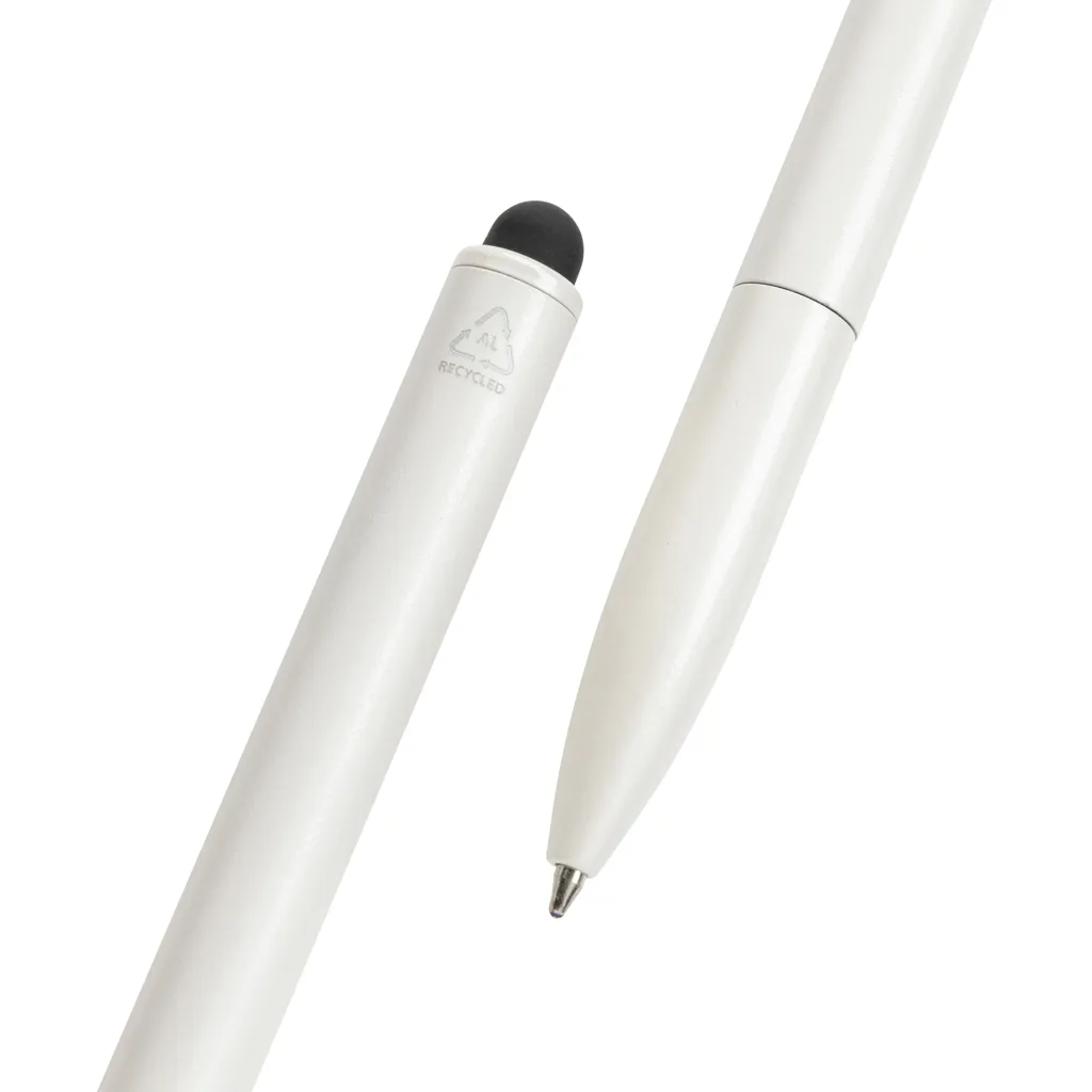 Kymi Stift mit Stylus aus RCS recyceltem Aluminum, weiß – Bild 3