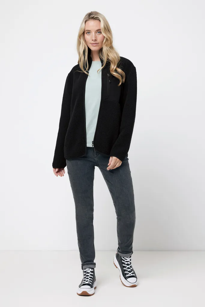 IQONIQ Diran Fleecejacke aus recyceltem Polyesterflor, schwarz – Bild 6