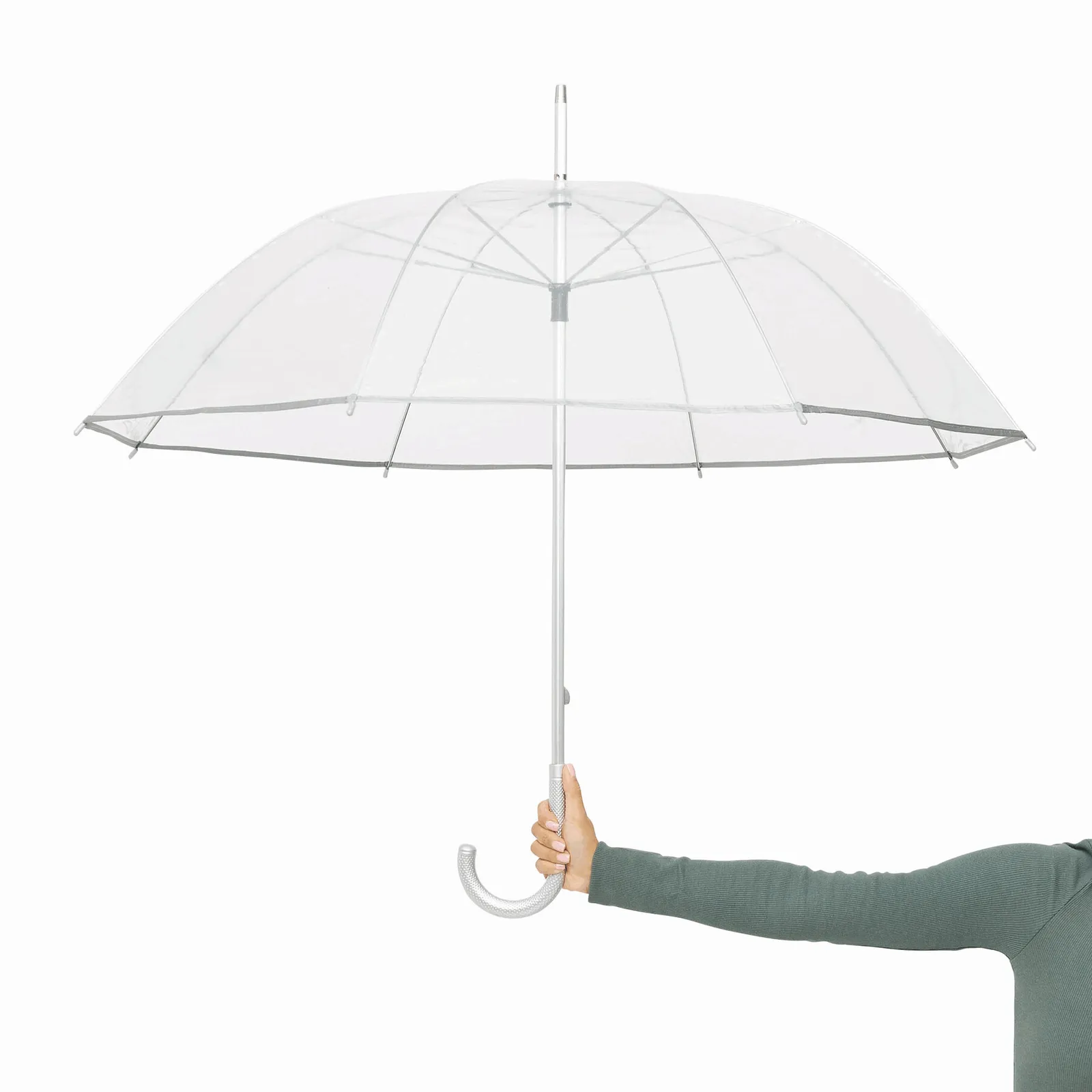 PANORAMIX Umbrella, Transparenter Aluminium-Stockschirm silber, transparent, silber, transparent – Bild 8