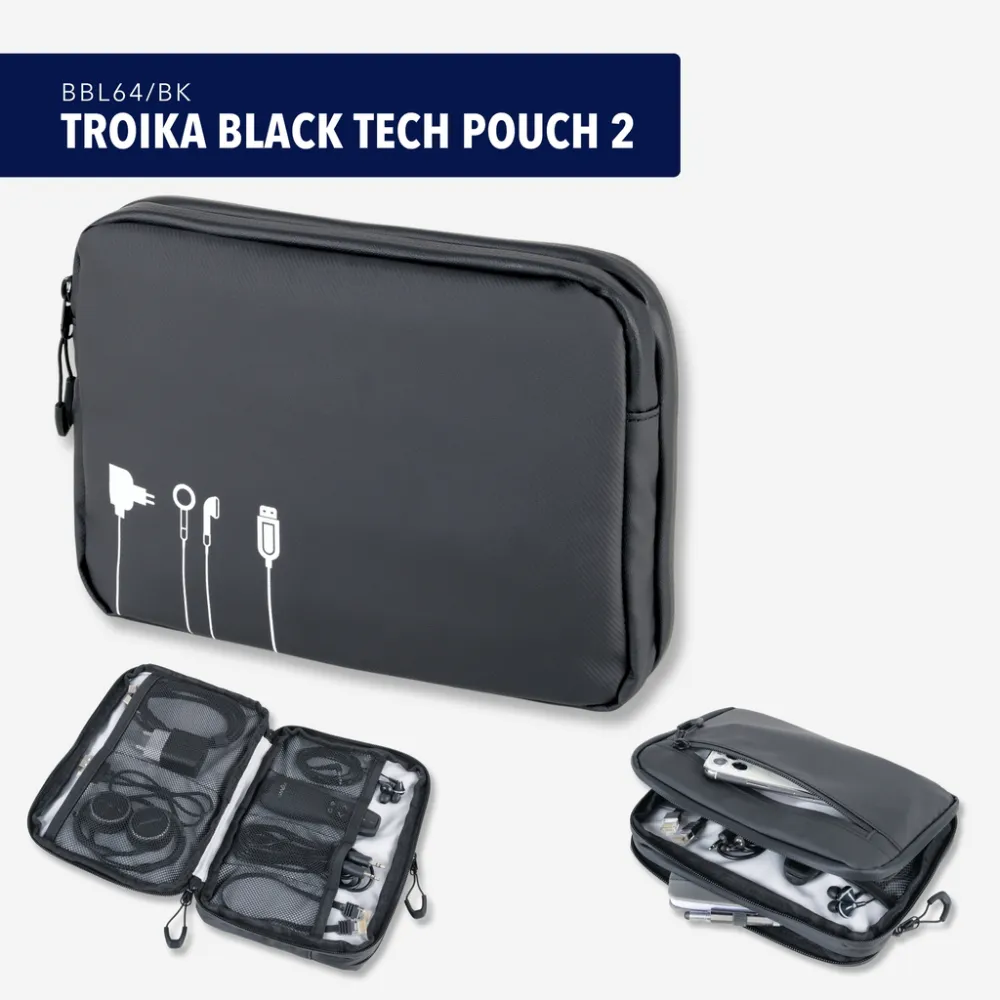 Kabeltasche TROIKA BLACK TECH POUCH 2, schwarz – Bild 6