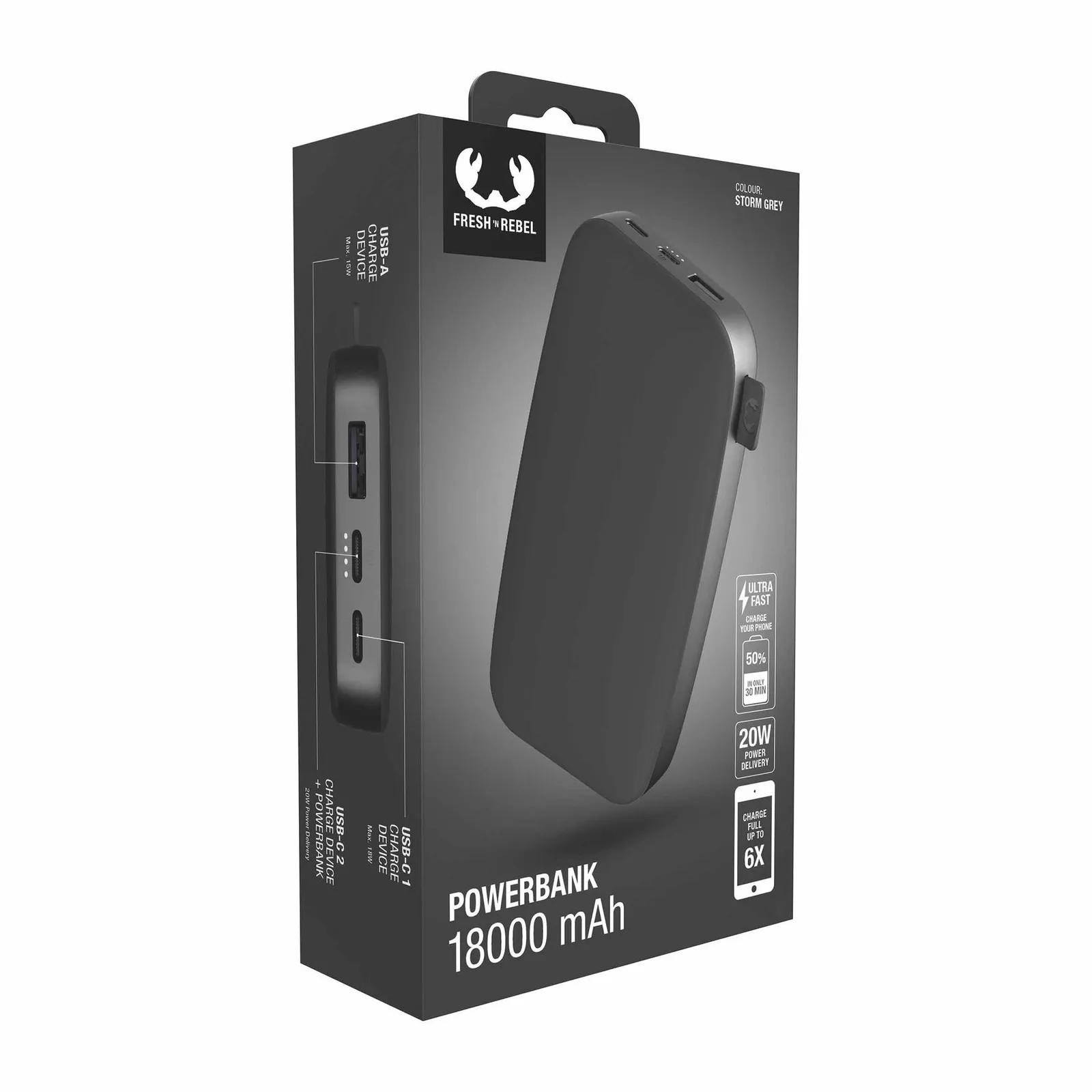 Fresh 'n Rebel Powerbank 18000 mAh USB-C, Sturmgrau – Bild 5