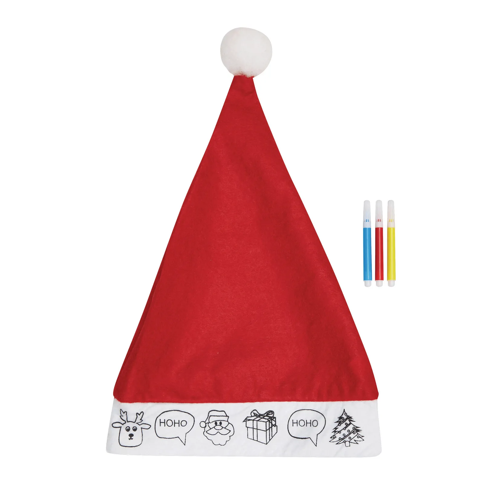 COLOURFUL HAT - Bemalbare Filz-Weihnachtsmann-Mütze rot, weiß, rot, weiß – Bild 2