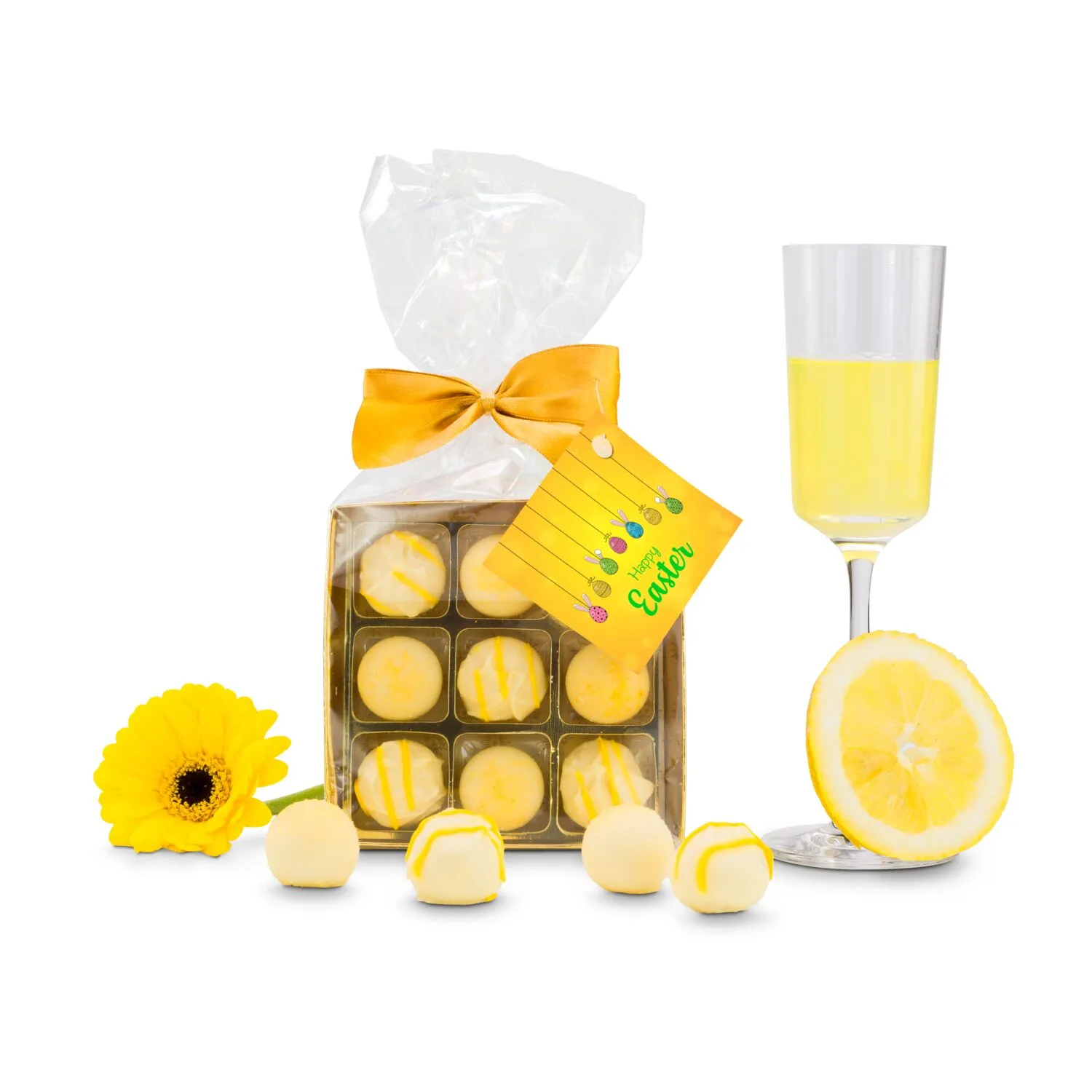 Geschenkset / Präsenteset: Limoncello Oster-Pralinen, gelb – Bild 2