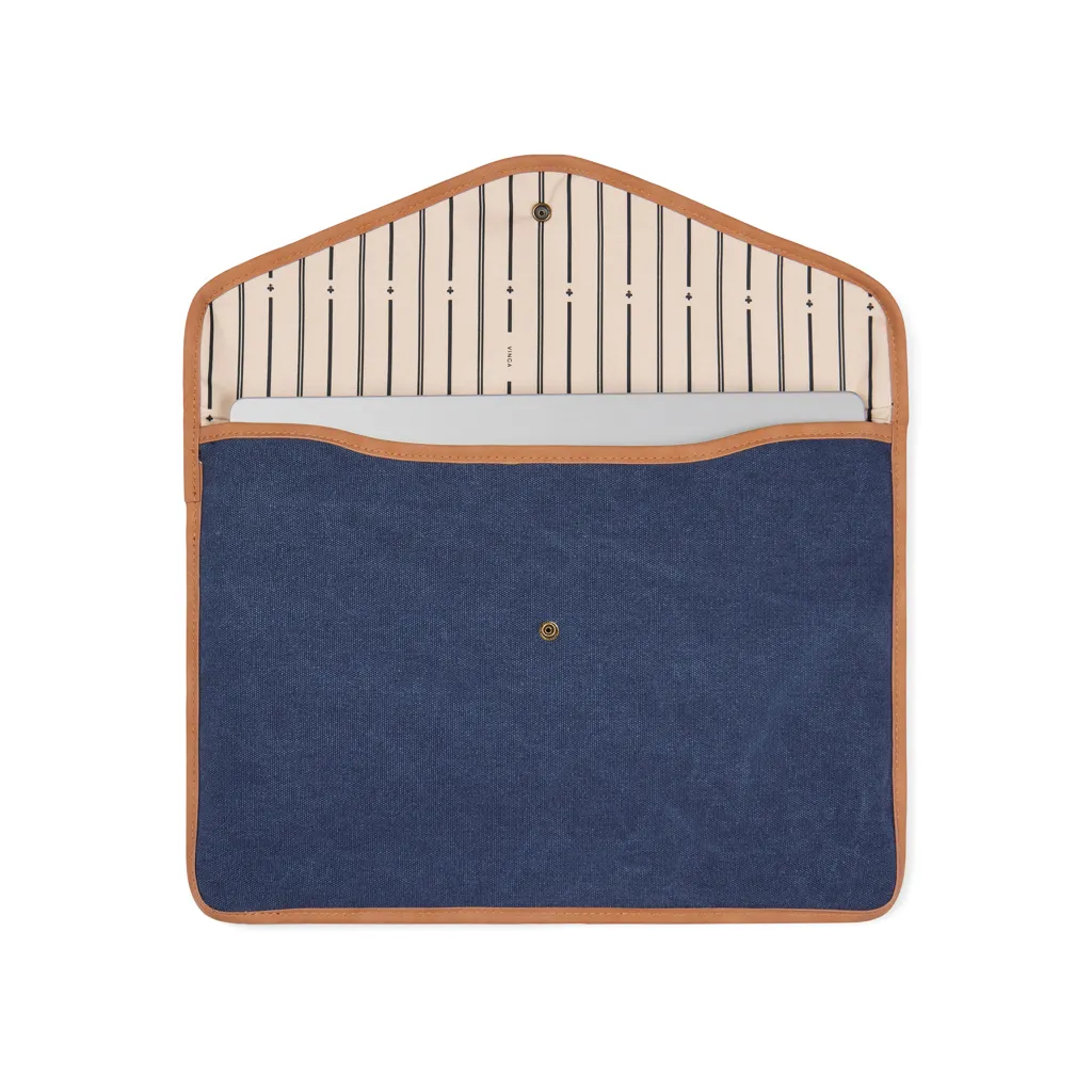 VINGA Bosler 16" Laptop-Tasche aus GRS recyceltem Canvas, navy blau – Bild 2