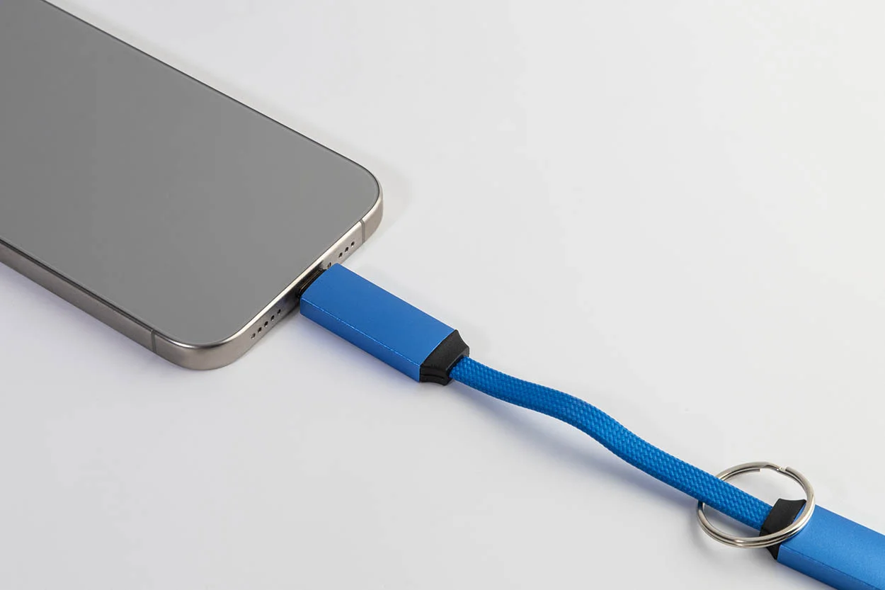 Schlüsselanhänger Keycab mit 60W USB-C-Kabel, blau – Bild 5