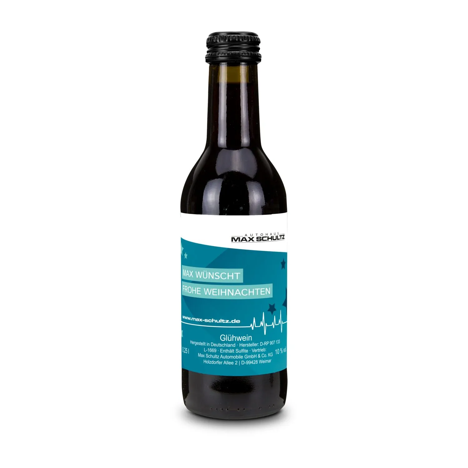 Glühwein - Flasche olivgrün, Schraubverschluss schwarz, 0,25 l, schwarz – Bild 2