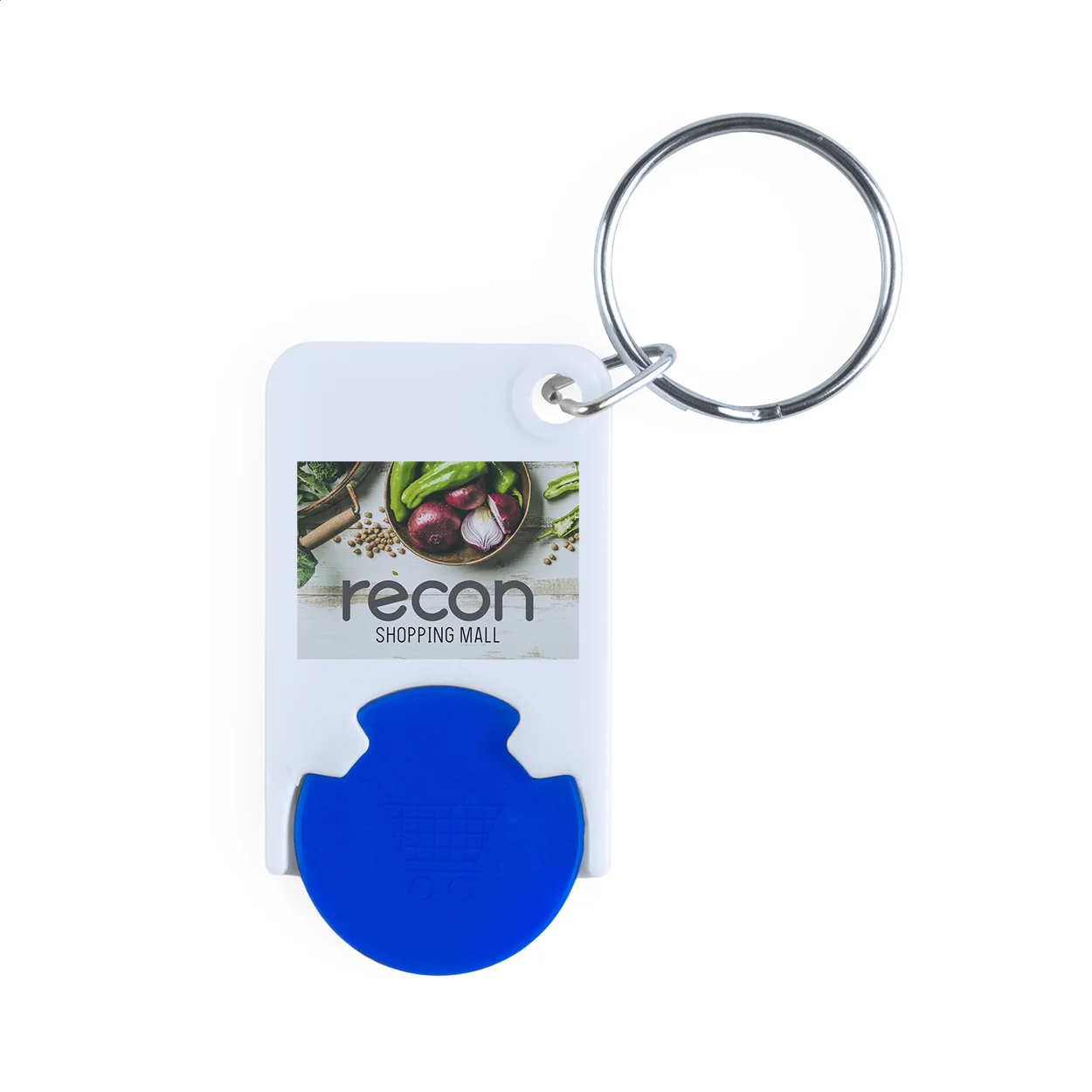 Schlüsselanhänger Trolex mit Einkaufswagenchip, blau, weiß – Bild 2